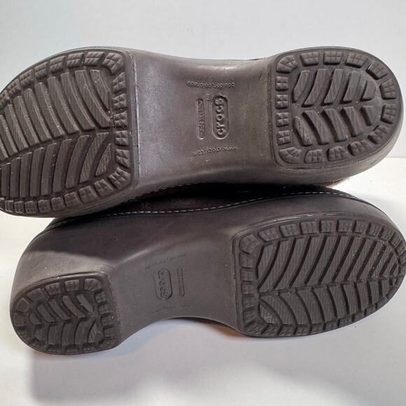 Crocs 11554 Cobbler Brown Leather Suede Fold Over Ankle Slip On Boots Women's 9 - Picture 6 of 6